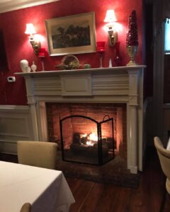 Cozy fireside dining at the Fox and Hound Tavern in Lebanon, NJ. 